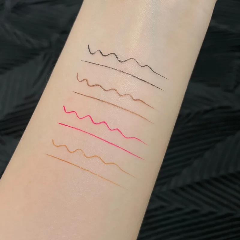 Small Silver Tube Eyeliner Black Dark Brown Berry Red Color Liquid Eyeliner Liquid Lying Silkworm Shadow Pen Suitable for Novice