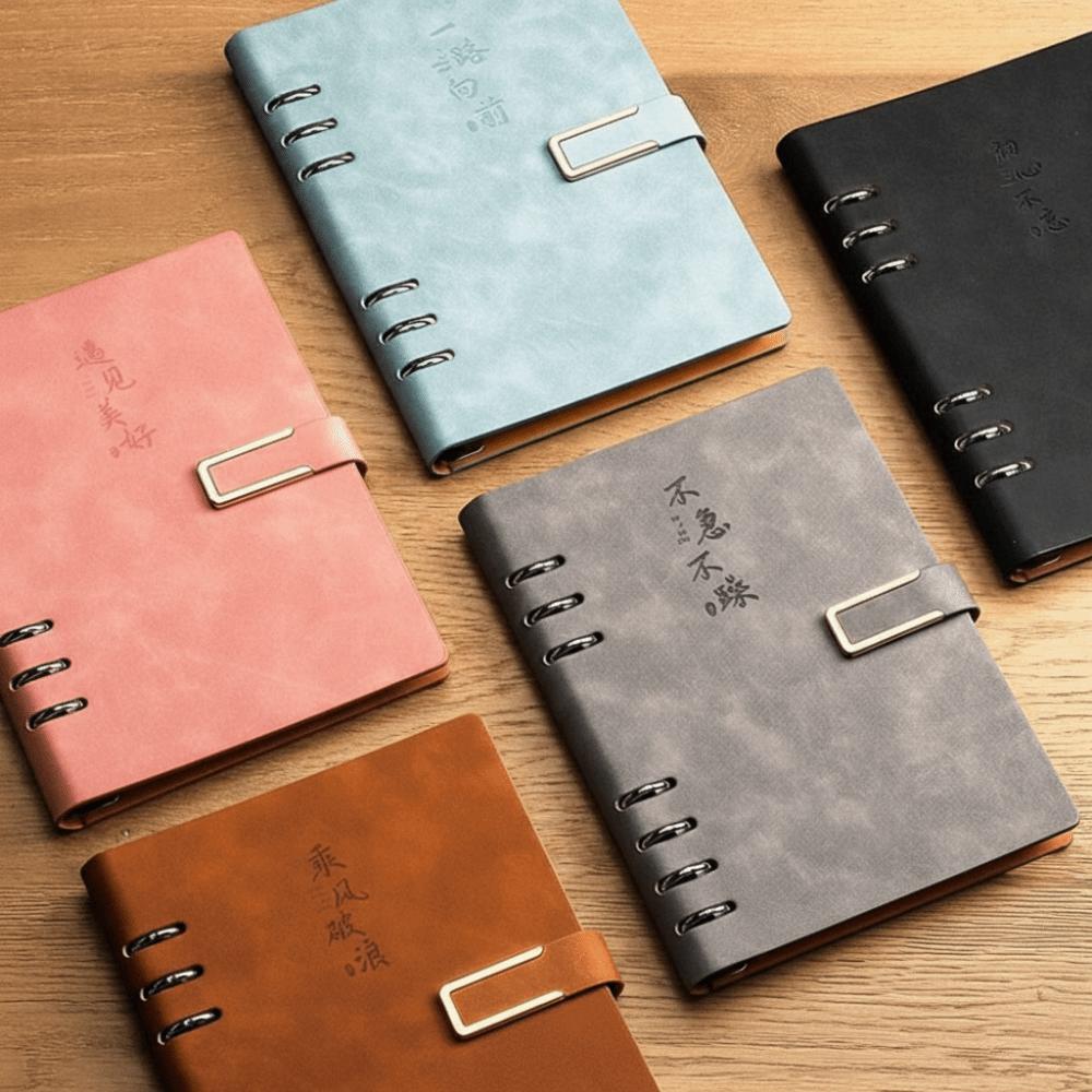 100 Sheets Loose Leaf Notebook 200 Pages Refillable Notebook Retro PU Hardcover Notebook School