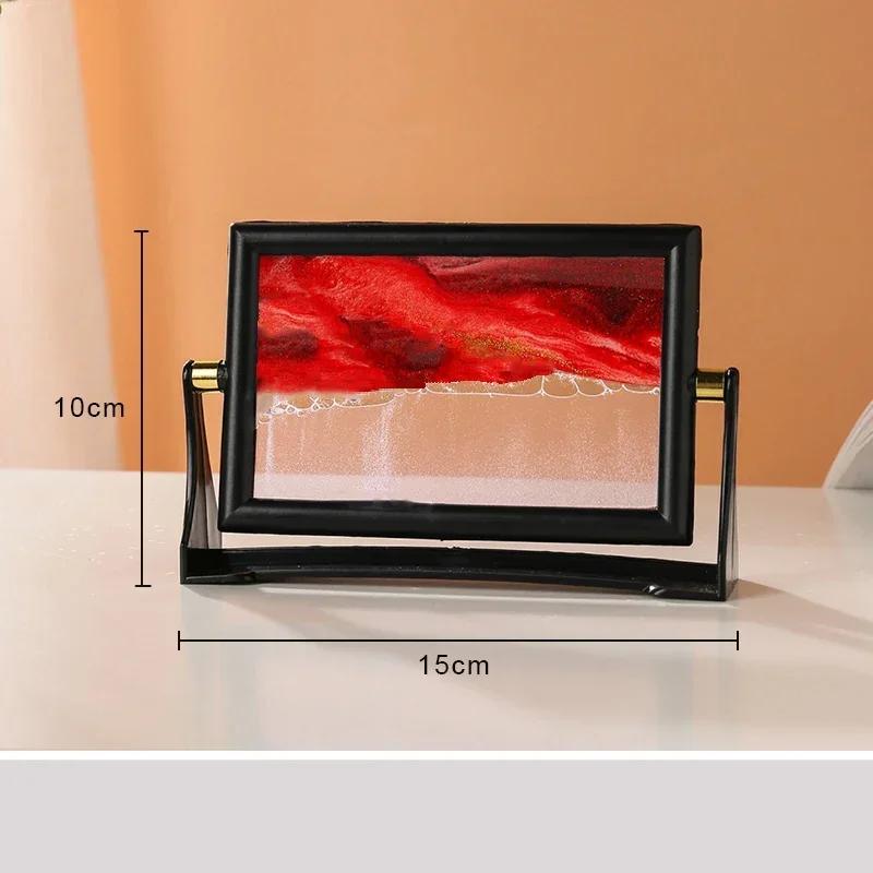 Creative Moving Sand Art Painting Square Glass 3D Deep Sea Sandscape Quicksand Hourglass Rotatable Flowing Sand Home Decor Gifts