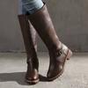 Fashion New Winter Women's Riding Boots 2025 Round Toe Chunky Heel Over-the-Knee High Boots Women's Buckle Platform Shoes Botas Mujer
