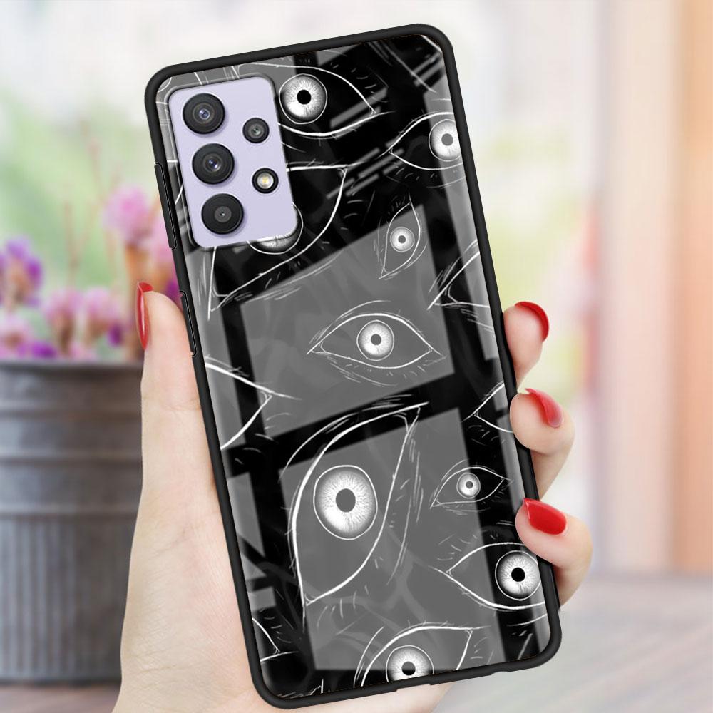 Стеклянный чехол со страшным лицом и глазами, смайликом для Samsung Galaxy A52 A71 A50 A51 A70 A21s A31 A72 A10 A12 A30 A22 5G, чехол для телефона