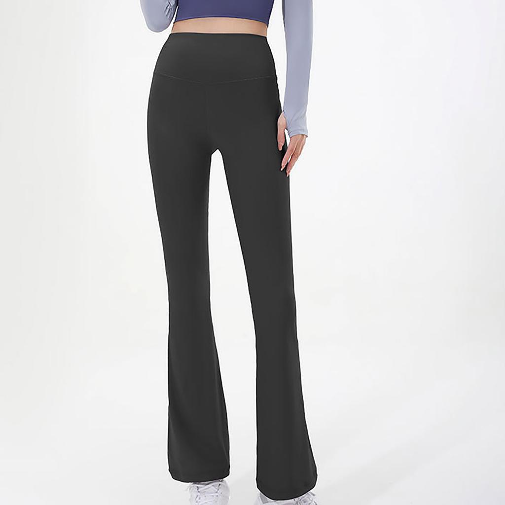Женские брюки-клеш, брюки для йоги, спортивные брюки для фитнеса, высокая талия, подтягивающие бедра, эластичные бесшовные брюки с четырех сторон