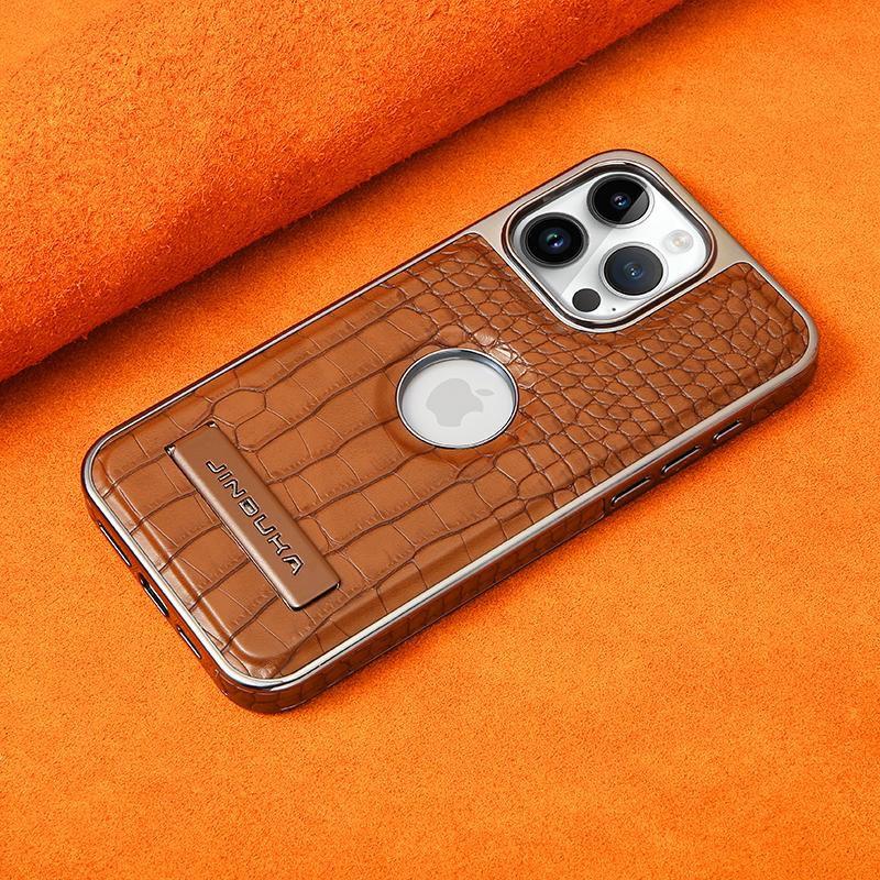 Crocodile Texture Magnetic Charging Phone Case With Stand IPhone 17 ProMax 18 Series
