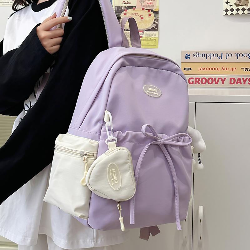 Студенческий школьный женский рюкзак с цветными блоками, рюкзак большой емкости