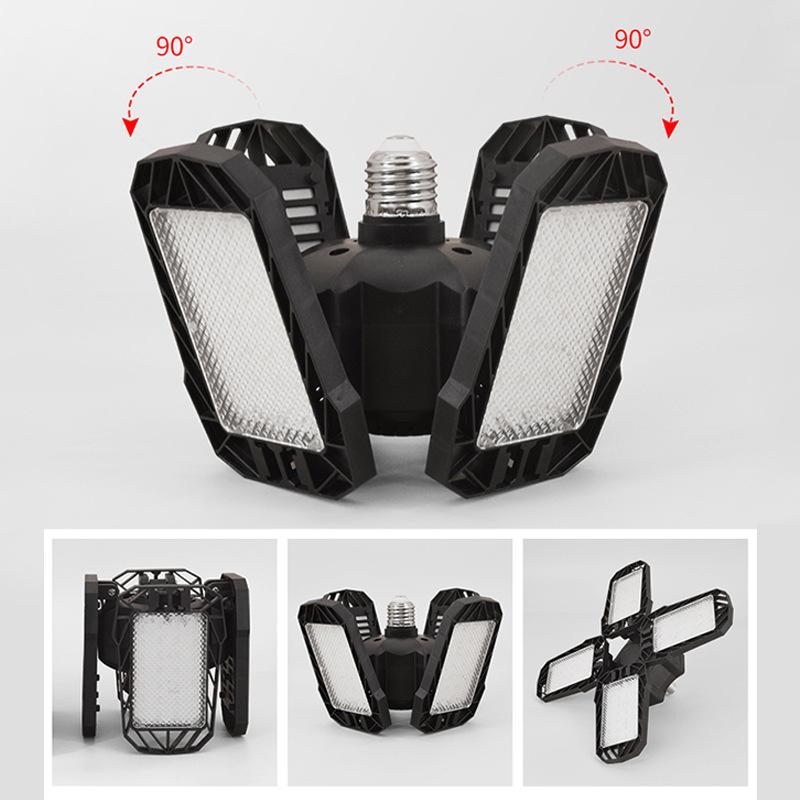 Вентилятор высокой мощности с 4 лопастями для внутреннего использования, 80 Вт, 110–240 В, черный алюминий с пластиковым покрытием, складные светодиодные лопасти вентилятора