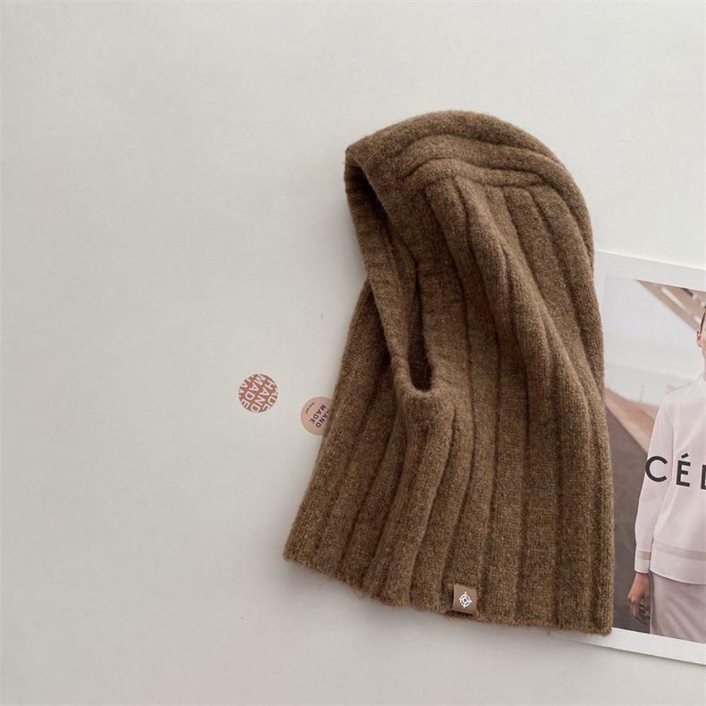 Wool Blend Balaclava Hat One-Piece Structure Ear Flap Knitted Hooded Cap Ear Protection Knitted Wool Winter Cap Gift for Her