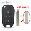 MYREMOTEKEY Flip Remote Key Shell For Peugeot Expert Partner 508 308 3008 Citroen C3 C4 C4L Elysee Dispatch Berlingo HU83/VA2