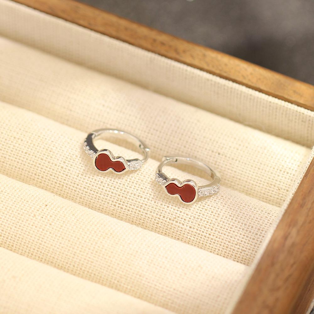 Новые красные тыквы в китайском стиле золотое гальваническое покрытие маленькая серьга-пусета темперамент универсальная инкрустированная бриллиантами маленькие серьги женские серьги-гвоздики