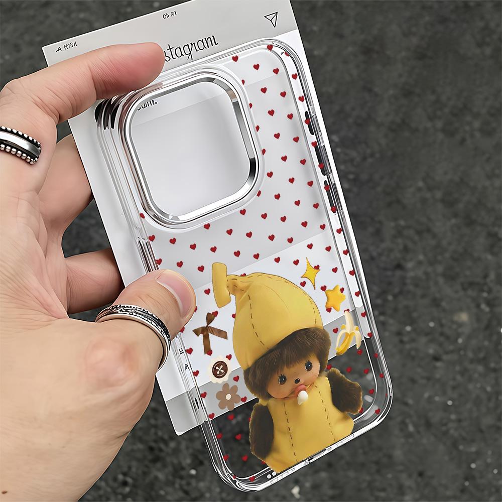 Милый чехол для телефона Ins с Мончичи для iPhone 17e 17 16 15 14 13 12 11 mini Pro Max X XR XSMAX Air Plus Прозрачный Мягкий Чехол