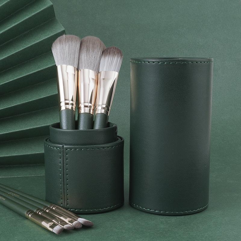 Набор кистей для макияжа Green Cloud из 14 предметов: Инструменты для теней, пудры, тональной основы, румян и теней для носа