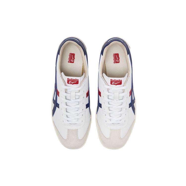 Onitsuka Tiger Unisex Tokuten White Beige Red Blue Leather Lace-Up Sneakers 1183C095-100
