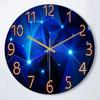 Wall Clock Geometric Elements Dark Blue Thickened Tempered Glass Silent Movement Quartz Living Room Home Decor Gift