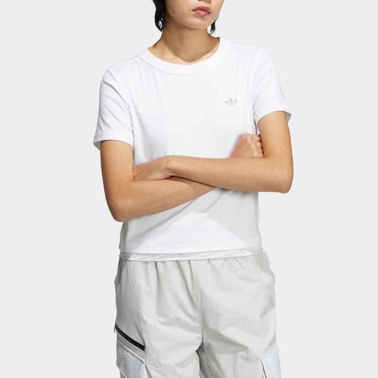 Adidas Originals Trefoil однотонная футболка с короткими рукавами и принтом логотипа, женские топы, белые HS9517
