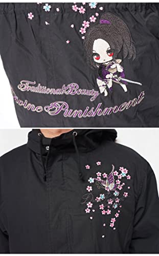 Battou Musume Karakuri Tamashii Мужское модное пальто в японском стиле с рисунком, Чиби-персонажи Хонока и Рин, в стиле аниме, 214037-20 Черный-L