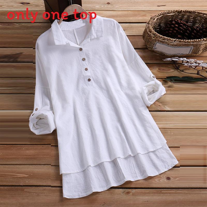 Cotton Linen Blouse With Pockets For Casual Office Wear
