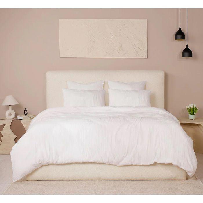 Housse De Couette + Taies - Gaze De Coton Lavé - 240 X 260 Cm - Douceur Blanche - Oeko-Tex®