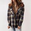 Women's Plaid Shacket with Faux Fur Trim, Loose Fit Long Sleeve Shirt Jacket, Casual Button Down Top, Fall Winter Flannel Overshirt, 3 Colors