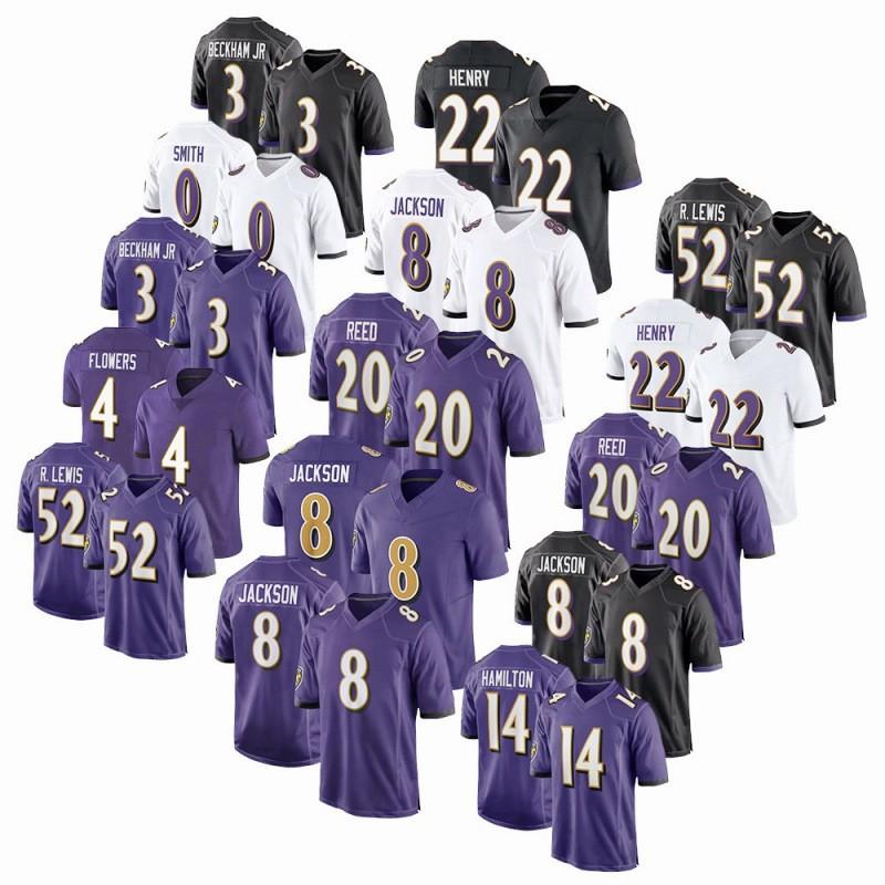 Baltimore Ravens 8 JACKSON 22 HENRY Football Jersey Embroidered Sports Uniform