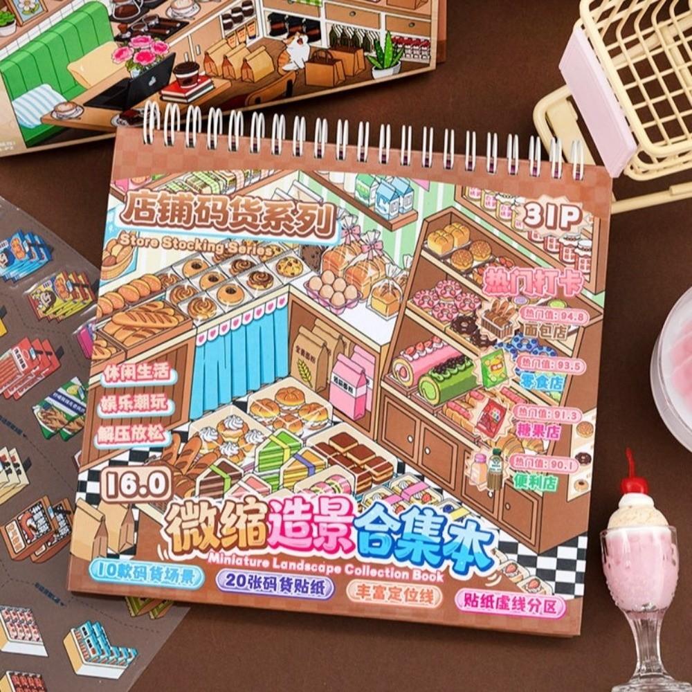 Shop Scene Sticker Book 10 Scenes 33 Sheets Miniature Scene Sticker Scenery Stickers Children Toy