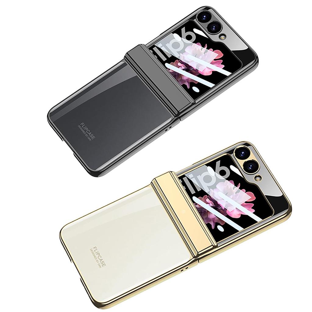 Samsung Z Flip6 Full Wrap Transparent Electroplated Magnetic Hinge Case