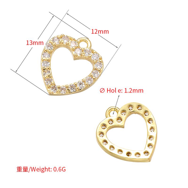 ZHUKOU brass crystal love heart charms pendant for women necklace earrings jewelry accessories Making model: VD561