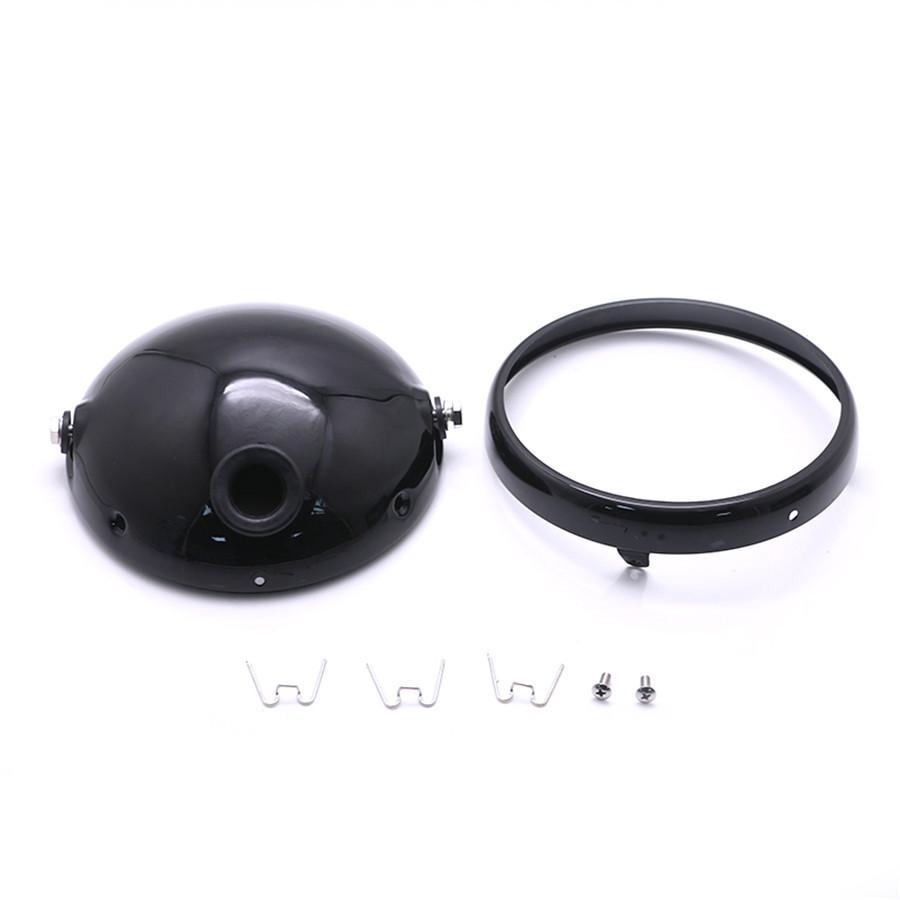 Headlight Housing 7" Black Aluminum Motorcycle Headlight Cover Housing Mount Brackets Fork Ear Headlamp Holder Kit Universal