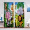 Safari Animals Cartoon Jungle Forest Window Curtains Blinds For Living Room Kids Bedroom Bathroom Kicthen Door Home Decor 2Pcs