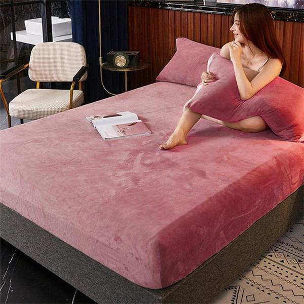 Milk Velvet Super Soft Fitted Sheet Flannel Elastic Band Mattress Cover Bedding Cover Mattress Cover