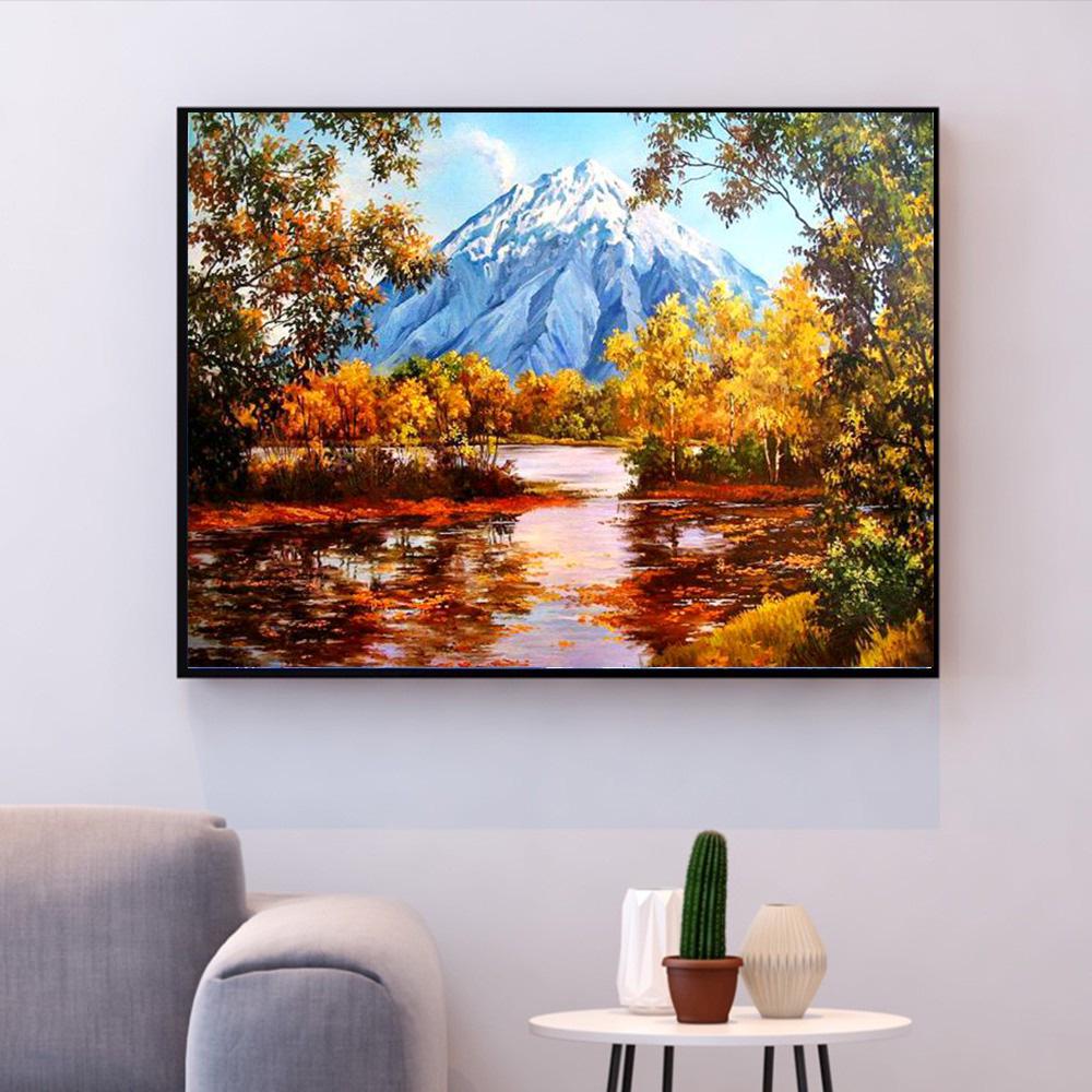 HUACAN 5D DIY Full Square Drill Landscape Mosaic Rhinestone Diamond Painting Embroidery Kit