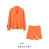 Araltay New Arrival Fashion Style Women's Clothing Fashion All-Match Casual Style V Neck Long Sleeves Knitting Tops Shorts