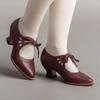 2024 2024 Женские туфли-лодочки Mary Jane Shoes Европейские и американские новые элегантные туфли на низком каблуке со шнуровкой Большие женские туфли 2024 Весна