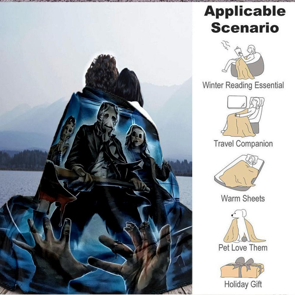 1pc Horror Movie Poster Flannel Blanket [Cozy Throw Blanket] For Sofa, Bed, Travel, Camping, Livingroom, Office, Couch, Chair, And Bed