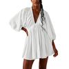 Женский повседневный сарафан, летнее сексуальное женское платье-туника с длинными рукавами, свободное струящееся свободное платье с карманами