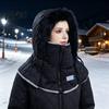 Экипировка для холодной погоды для женщин, Зимняя балаклава-шапка, Стеганая маска для лица с капюшоном на молнии, Пушистая отделка, Теплый шарф-бафф на флисовой подкладке, Теплый, Ветрозащитный