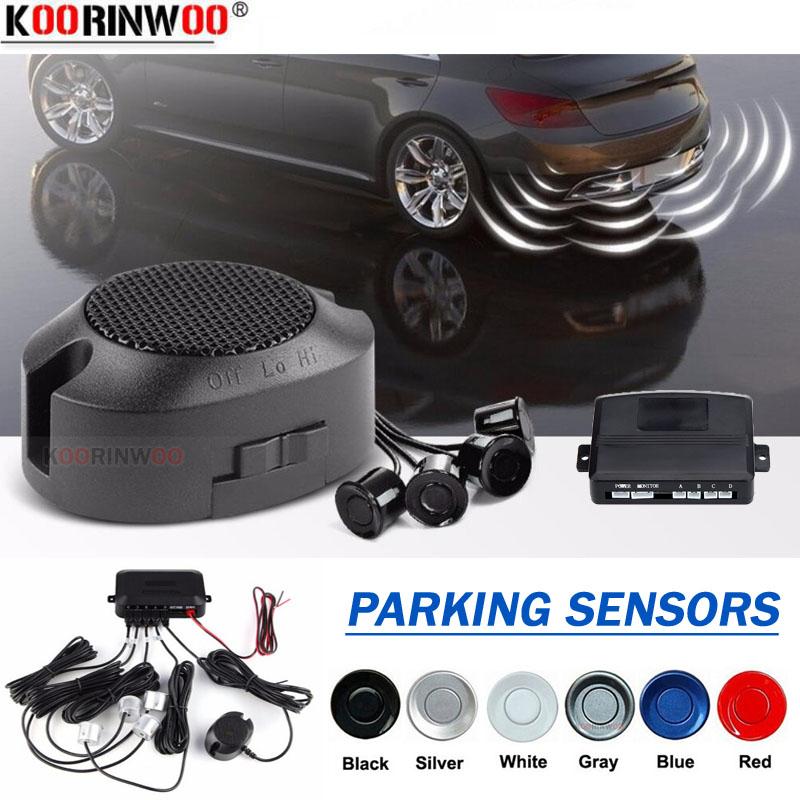 Koorinwoo 4 Sensors Buzzer 22mm Car Parking Sensor Kit Reverse Backup Radar Sound Alert Indicator Probe System 12V Parktronic