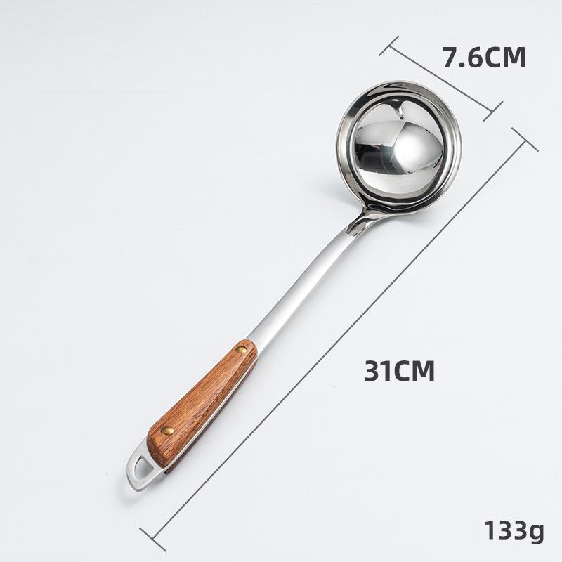 Шумовка с деревянной ручкой, утолщенная, утолщенная, нержавеющая сталь, домашняя, для ресторанов, для супа, цельная