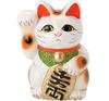 White Oval Cat 5 Right Hand Bringing Money Lucky Cat Tokoname Ware No.