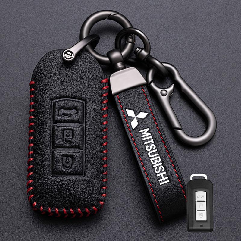 Car Key Case Cover Keyless Leather Shell for Mitsubishi Outlander Lancer Eclipse Mirage Xpander ASX Pajero Cross Montero Eclipse