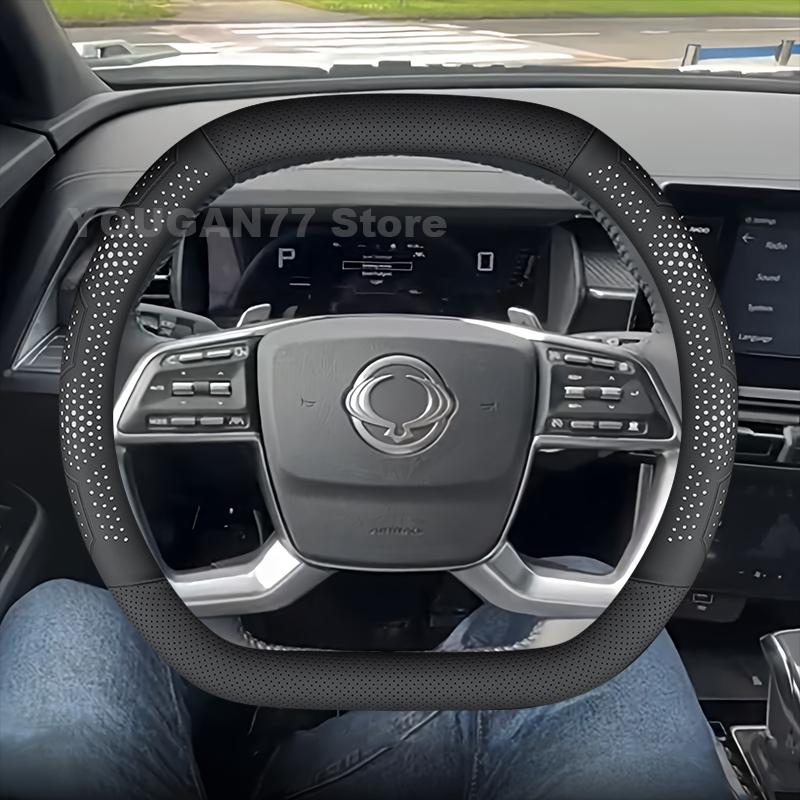 Кожаный чехол на руль автомобиля ДЛЯ ВСЕХ НОВЫХ KGM Ssangyong Torres Actyon 2023-2026 Автомобильные аксессуары KGM Ssangyong Actyon 2025