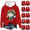Women's Fashion Casual Long-Sleeved Christmas Printed Knit Pullover Top Hoodie