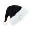Santa Hat Plush Eye-catching Widely Use Black Soft Xmas Santa Cap for Home