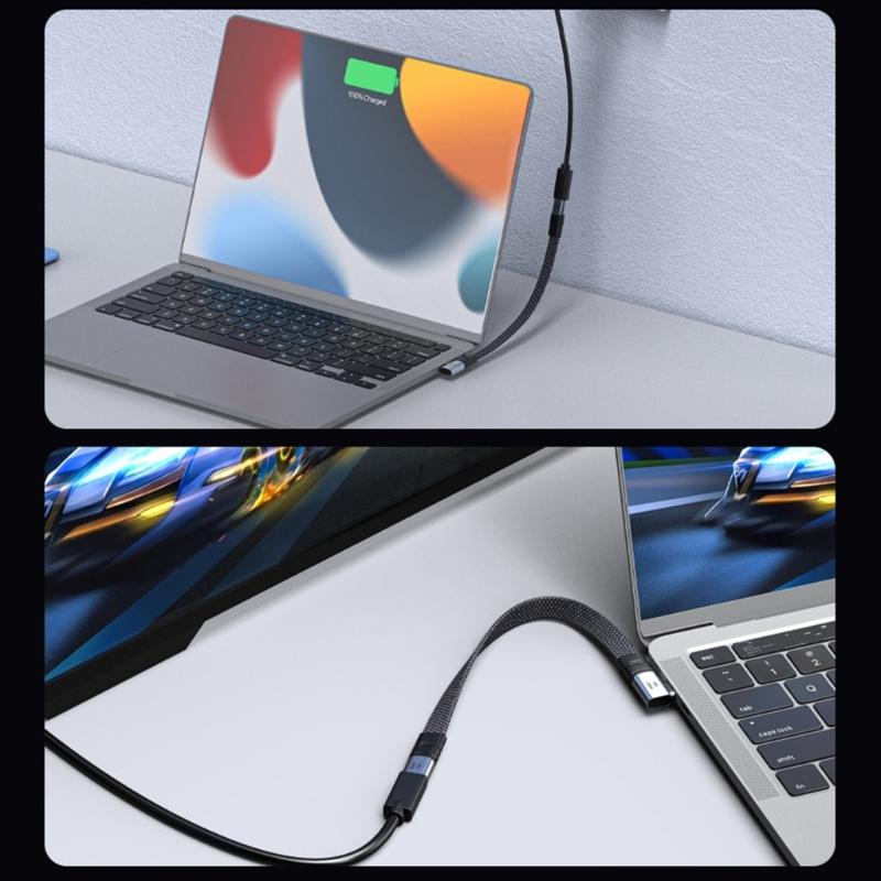 Угловой кабель USB C на USB C, 240 Вт, 90 градусов, Type C, зарядный шнур, кабель данных для смартфона, ноутбука