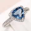 New Eternity Women's Wedding Trend Love Rings with Triangle Geometric Blue Cubic Zirconis Gorgeous Anniversary Party Jewelry