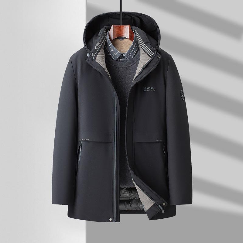 Зимняя мужская одежда с хлопковой подкладкой, деловая повседневная теплая куртка с капюшоном и съемной хлопковой подкладкой, мужская куртка