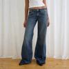Low-Rise Wide-Leg Straight Cut Womens Denim Jeans Comfortable Casual Style Cotton Blend 2026