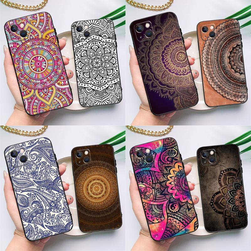 Indian Pattern Mandala Phone Case For iPhone 15 13 12 11 14 Pro Max Mini X XR XS MAX SE 2020 7 8 Plus Back Cover
