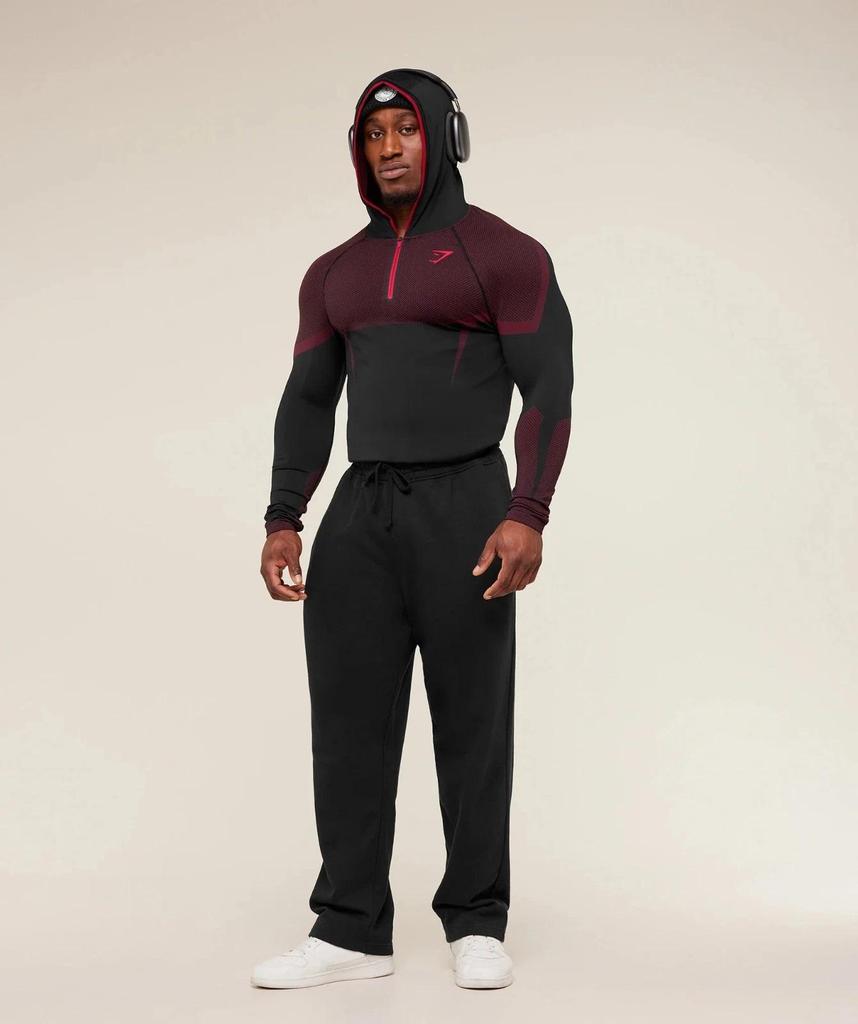 Мужская фитнес-футболка с длинным рукавом и капюшоном GYMSHARK Onyx с высокой эластичностью