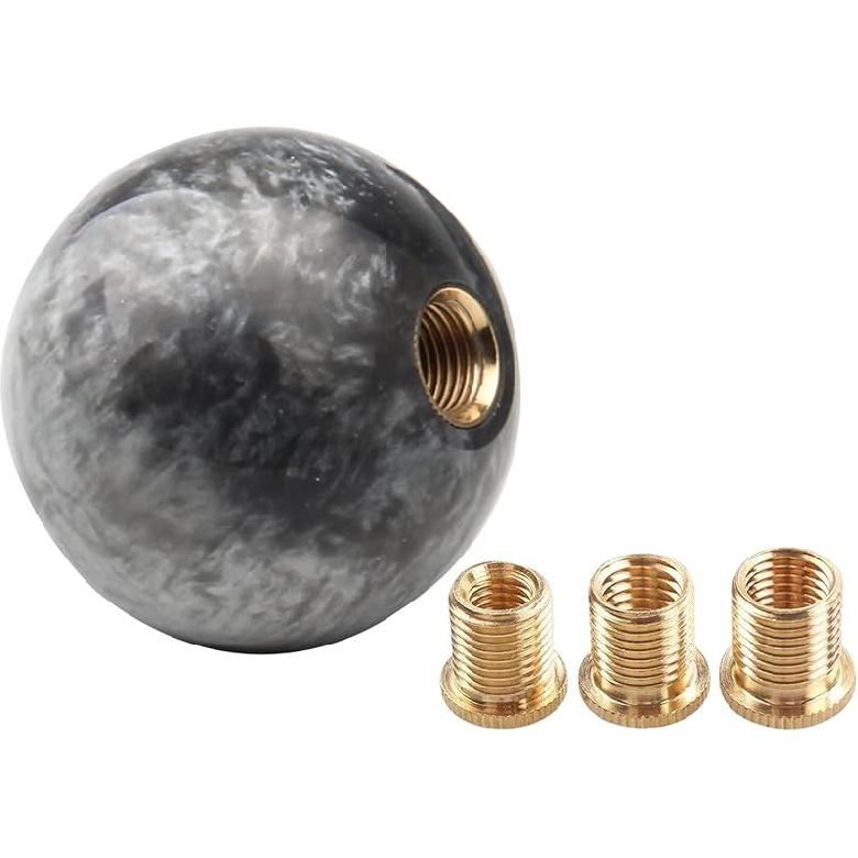 Round Ball Shift Knob Universal Gear Shift Knob 5 6 Speed For Manual Automatic Vehicles With Adapters (Pure Black)