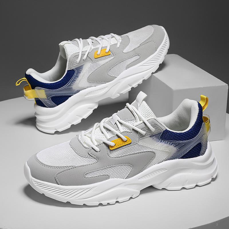 Летние сетчатые дышащие кроссовки для папы, модные мужские туфли на платформе, увеличивающие рост, больших размеров 38-48, мужская обувь