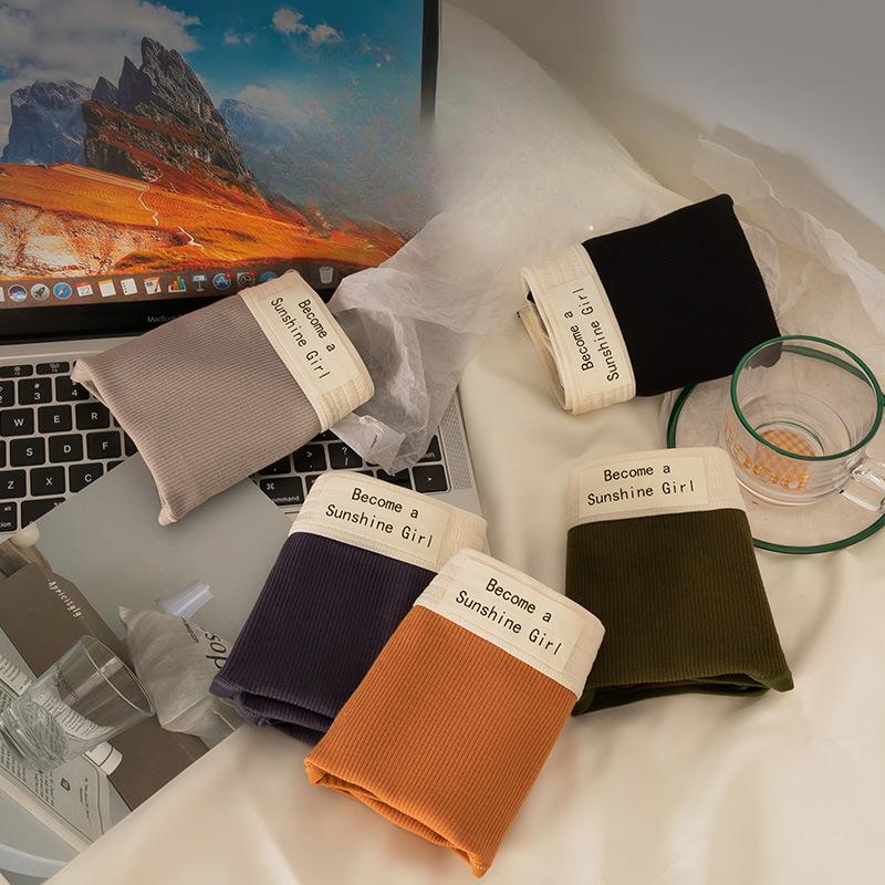 Minimalist Sports Style Women's Underwear Mid Waist Briefs Pure Cotton Crotch Breathable Triangle Underwear Letter Contrasting Underwear Panties